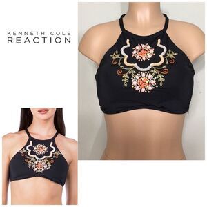 Kenneth Cole black embellished bikini top. NWT